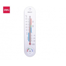 得力9013经典挂壁式温度计 个性化提示温湿度计